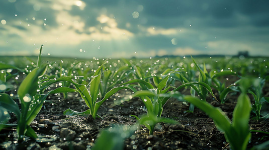 禾苗雨水土壤生长摄影照片