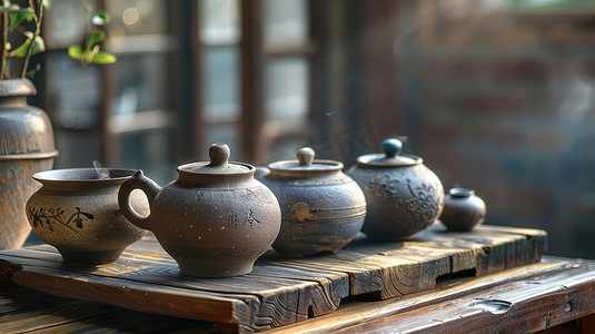 紫砂壶茶壶品茶茶艺摄影图