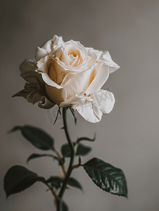 灰色背景上一朵白玫瑰