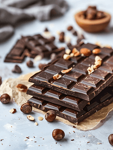 用优质可可、可可脂和榛子制作巧克力