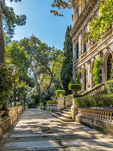 斯贝斯摄影照片_巴塞罗那对角线大道和佩德拉尔贝斯皇宫花园