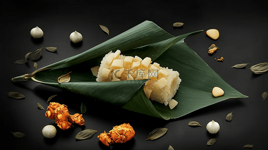 传统节日端午节包粽子场景背景图片
