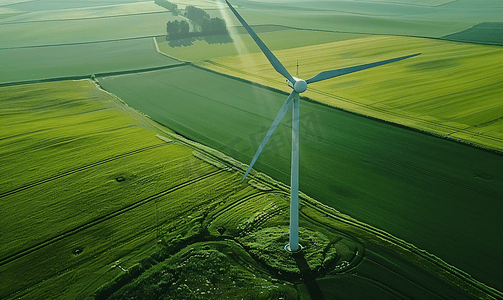 绿色动能摄影照片_风力涡轮机