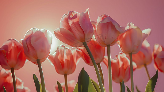 花朵郁金香粉红美丽摄影照片