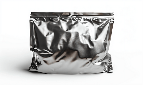空白小摄影照片_白色背景上带有剪裁路径的空白铝箔塑料袋咖啡袋