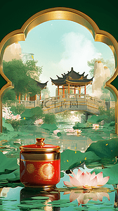 中式复古传统节日国风端午节场景背景图片
