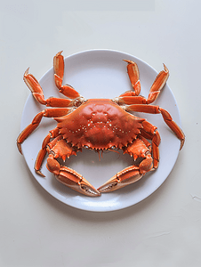盘子上的生蟹和白色背景