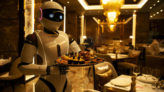 高端机器人服务员餐厅图片