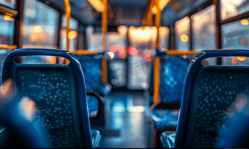 横幅旅行摄影照片_公共汽车上的座位交通中的座位靠背公共交通详细信息