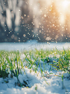 智摄影照片_智能手机上草坪上的第一场雪的照片