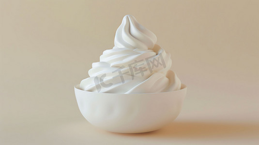 白色瓷碗冰淇淋绵密摄影照片