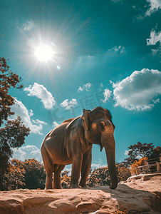 阳光下的亚洲象