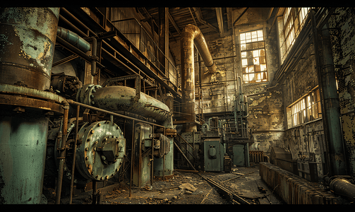 工厂房间摄影照片_废弃的老工厂