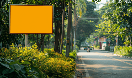 空白空黄色典型亚洲街道路标泰国