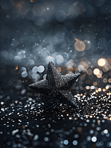 海市蜃楼摄影照片_海市蜃楼深灰色闪亮和闪闪发光的星星像一个抽象的背景