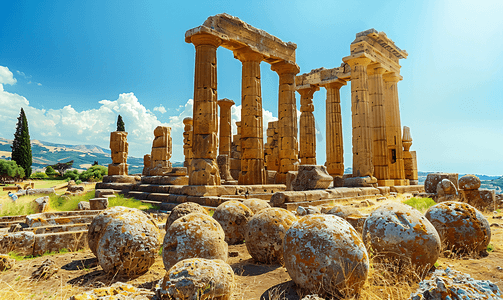 莱莎琳斯托特摄影照片_阿格里真托的古代赫拉克勒斯神庙遗址