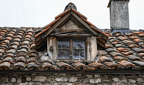 新秋季上新摄影照片_建筑物的屋顶旧屋顶房子上的瓦片