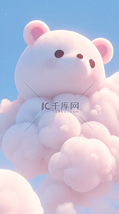 养生之道图片图背景图片_六一儿童节梦幻云朵形成的大白熊图片