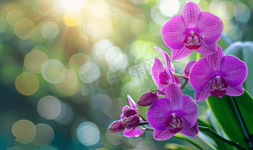 优雅紫色摄影照片_自然背景中的紫色兰花