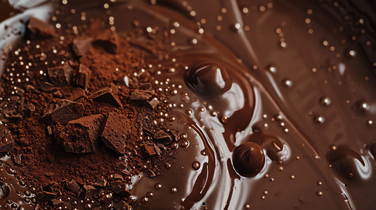巧克力可可粉溶解甜品摄影照片