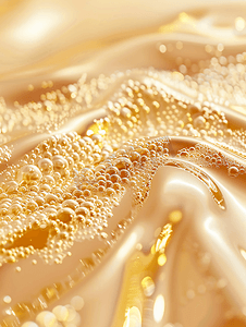 金色液体与气泡全屏抽象壁纸背景