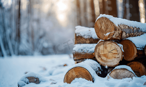 冬天的一堆锯木