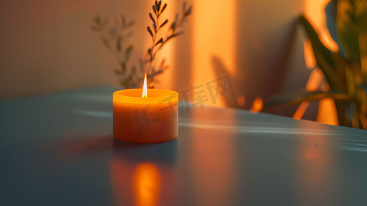 室内桌子蜡烛香薰摄影照片