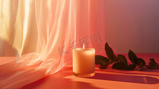 室内桌子蜡烛香薰摄影照片