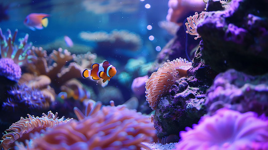海底美丽珊瑚鱼儿摄影照片
