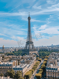 巴黎铁塔摄影照片_艾菲尔铁塔和巴黎全景