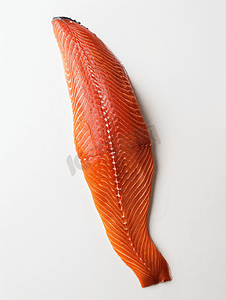 卡通鱼摄影照片_大西洋鲑鱼的冷冻部分白色上分离