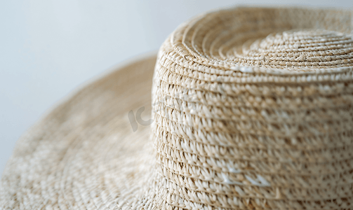 编织结构摄影照片_东洋纤维编织夏季草帽