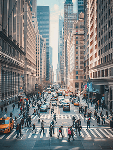 纽约摄影照片_纽约华尔街和百老汇的交叉口