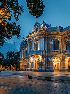 敖德萨歌剧院的夜景