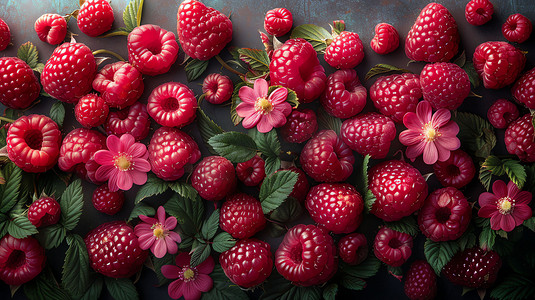 树莓水果红色多汁摄影照片