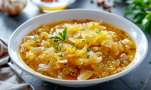 白盘炖酸菜卷心菜汤