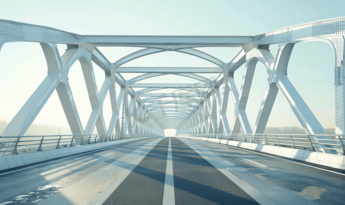 材料商店摄影照片_钢桥梁桥梁施工高速公路上的人行横道