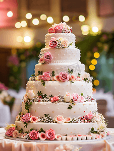 精美的风车摄影照片_美味的精美婚礼蛋糕