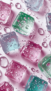 粉色清新壁纸背景图片_夏日3D粉色清新透明冰块手机壁纸17设计
