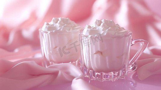 玻璃杯冰淇淋冰凉甜品摄影照片