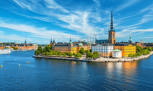 瑞典斯德哥尔摩摄影照片_查看斯德哥尔摩的航运码头和老索菲亚教堂