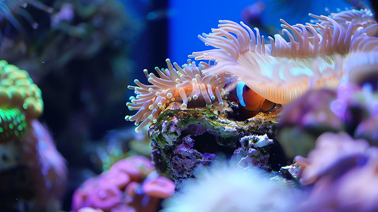 海底美丽珊瑚鱼儿摄影照片