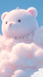 梦想的摇篮背景图片_六一儿童节梦幻云朵形成的大白熊图片