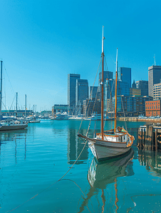 观光区摄影照片_马萨诸塞州波士顿港