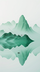中式传统背景图片_国风传统节日端午节绿色山水背景素材