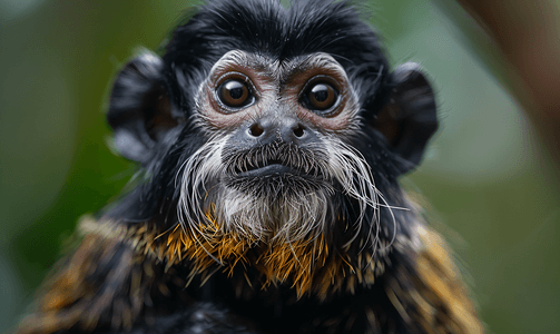 凝视狨猴可爱的小胡子脸