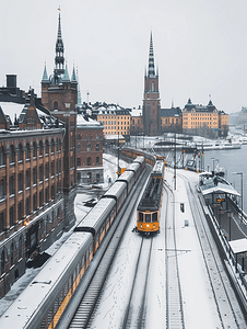瑞典斯德哥尔摩世界贸易中心和中央车站景观