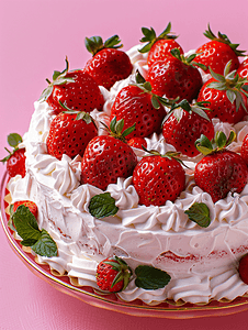 糕点水果摄影照片_水果草莓奶油蛋糕