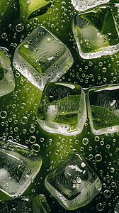 夏日冰块清凉背景背景图片_夏日3D绿色清新透明冰块手机壁纸设计图