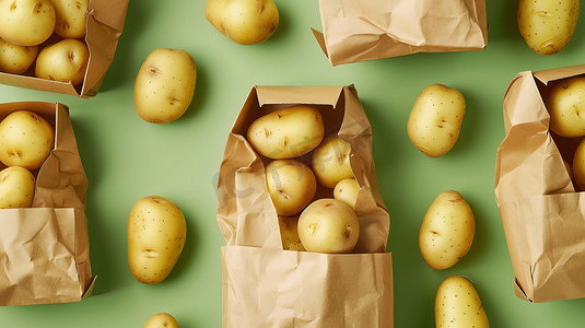 土豆蔬菜袋子纸质摄影照片